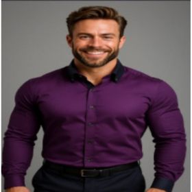 Men's Shirt Business Button Down Shirt Summer Solid Color Long Sleeve Lapel Vacation Shirt Fashion Temperament Casual Tops (Option: Purple-XL)
