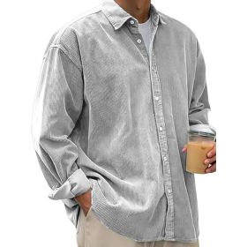 Casual Loose Men's Autumn And Winter Thick Shirt Jacket (Option: Light Gray-M)