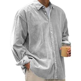 Casual Loose Men's Autumn And Winter Thick Shirt Jacket (Option: Light Gray-L)