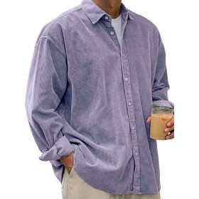 Casual Loose Men's Autumn And Winter Thick Shirt Jacket (Option: Purple-L)