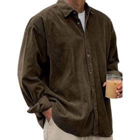 Casual Loose Men's Autumn And Winter Thick Shirt Jacket (Option: Brown-L)